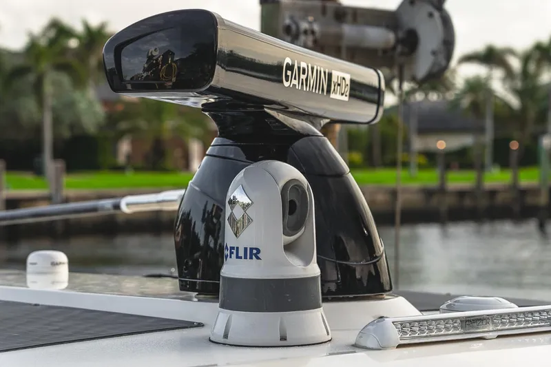 Slide: The Image of 2021 Scout 355 LXF boat with Garmin radar and FLIR camera system. - 16