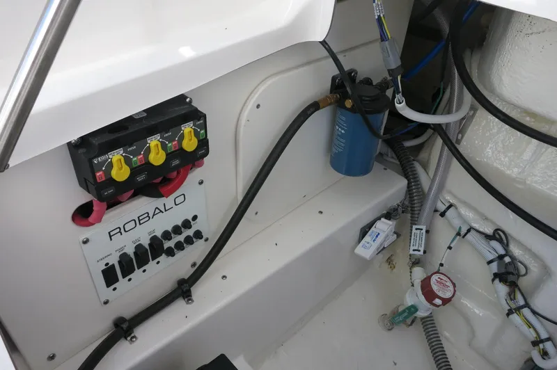 Slide: The Image of 2025 Robalo 266 Cayman boat electrical panel and wiring setup. - 38