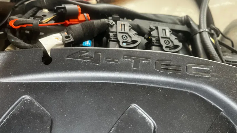 Slide: The Image of Close-up of 2021 AB Inflatables ABJET 430XP engine with 4-TEC branding. - 16