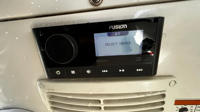 Slide: The Image of Fusion marine stereo system on a 2021 AB Inflatables ABJET 430XP boat. - 18