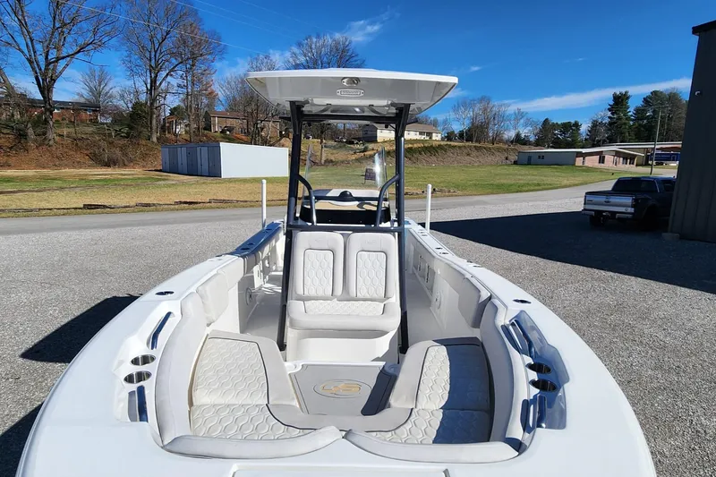 Slide: The Image of 2021 Sea Fox 248 Commander boat with spacious seating and sleek design. - 2
