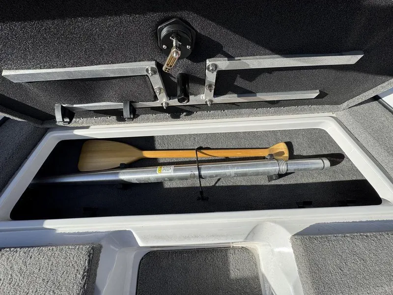 Slide: The Image of 2018 Nitro Z19 Sport storage compartment with paddle and equipment. - 24