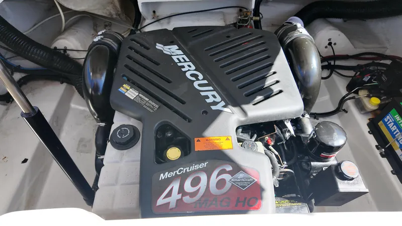 Slide: The Image of Engine compartment of a 2005 Sea Ray 270 Select EX with MerCruiser 496 MAG HO. - 23