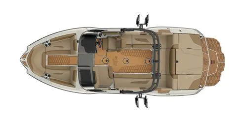 Slide: The Image of 2025 MasterCraft NXT23 boat interior layout, top view, featuring spacious seating and modern design. - 11