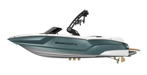 Slide: The Image of 2025 MasterCraft NXT22 boat, sleek design, side view, modern features, ideal for water sports. - 9