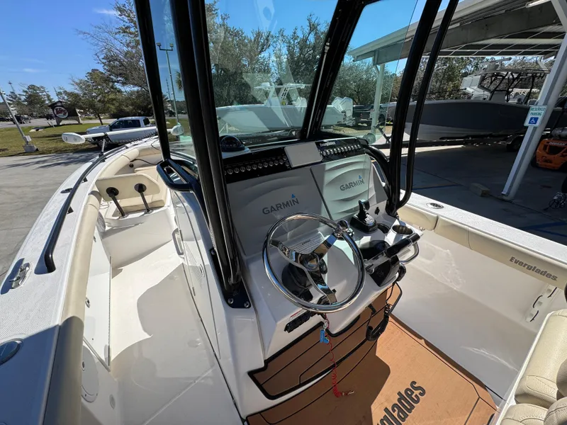 Slide: The Image of 2017 Everglades 273 Center Console boat interior with Garmin navigation system. - 37