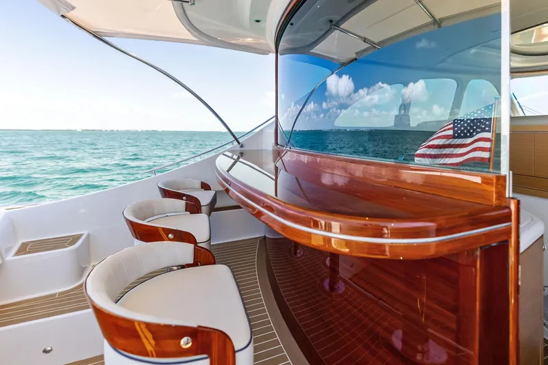 Slide: The Image of Luxurious 2019 Zeelander 55 yacht interior with elegant seating and ocean view. - 22