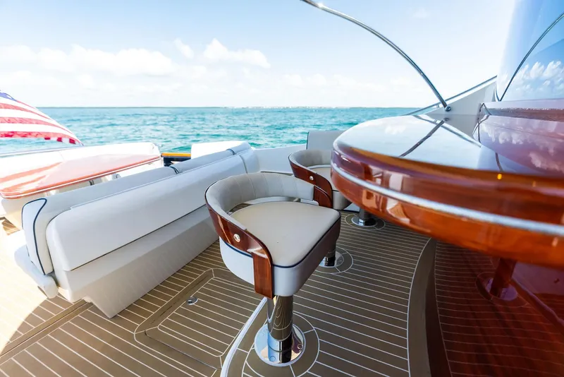 Slide: The Image of Luxurious 2019 Zeelander 55 yacht deck with elegant seating and ocean view. - 23