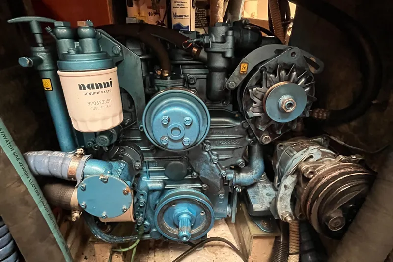 Slide: The Image of 1986 Bristol 38.8 engine, detailed view, showcasing components and mechanical parts. - 27