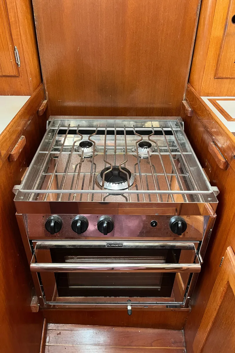 Slide: The Image of Stainless steel stove in a 1986 Bristol 38.8 yacht kitchen. - 33