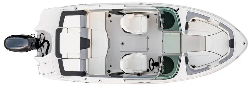 Slide: The Image of 2024 Chaparral 19 SSi boat, top view, showcasing seating and layout. - 17