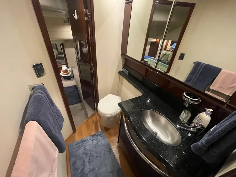 Slide: The Image of Luxurious bathroom in 2009 Sea Ray 580 Sedan Bridge yacht with modern amenities. - 44