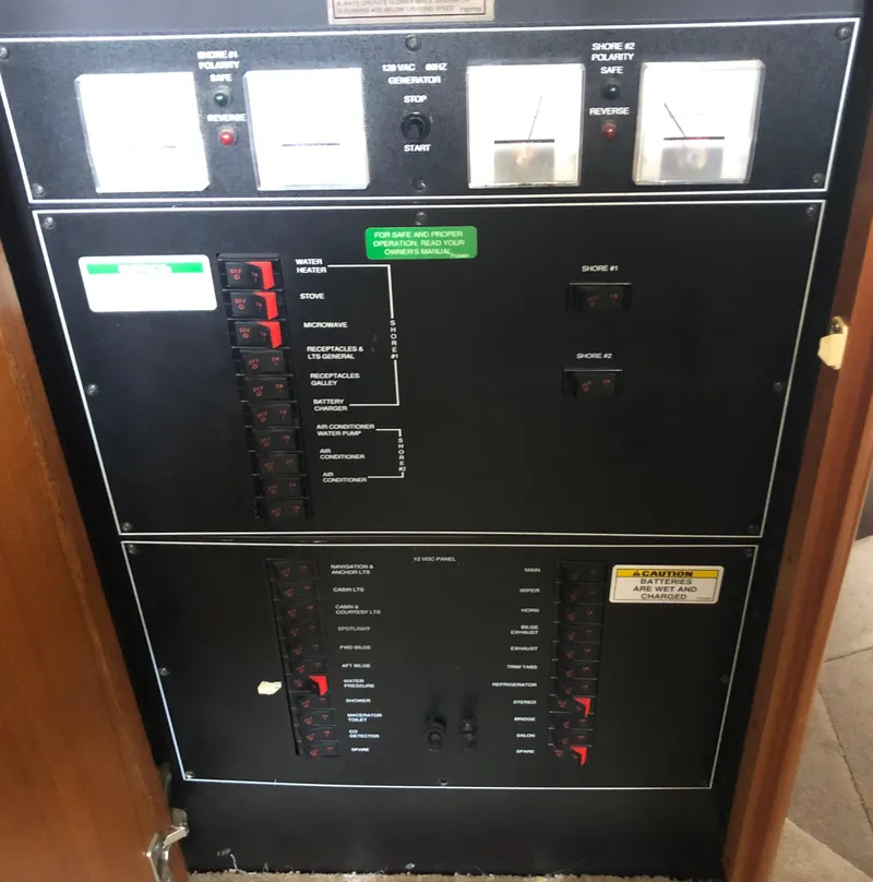 Slide: The Image of Electrical control panel on a 1996 Carver 355 Aft Cabin boat. - 35