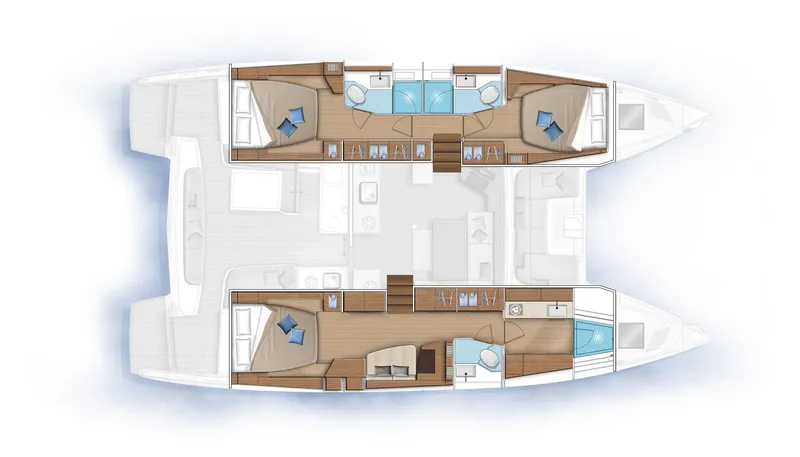 Slide: The Image of 2025 Lagoon 46 ICONIC catamaran layout with spacious cabins and modern amenities. - 16