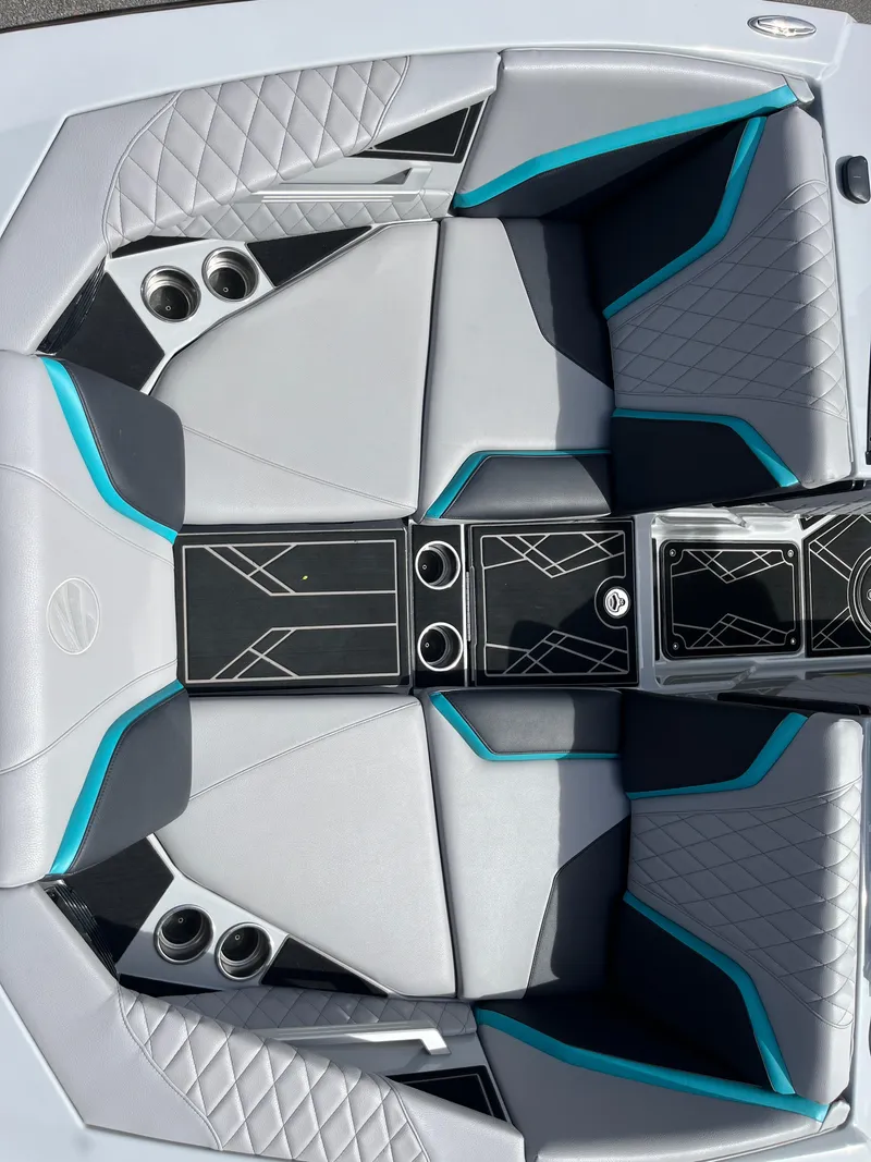 Slide: The Image of 2023 Tigé 22RZX boat interior with modern seating and stylish design accents. - 29