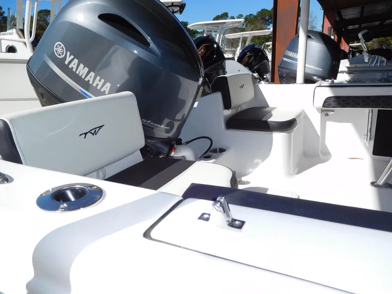 Slide: The Image of 2025 Tidewater 180 CC Adventure boat with Yamaha engine, featuring sleek seating and modern design. - 3