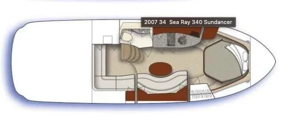 Slide: The Image of Floor plan of a 2004 Sea Ray 340 Sundancer boat interior layout. - 35