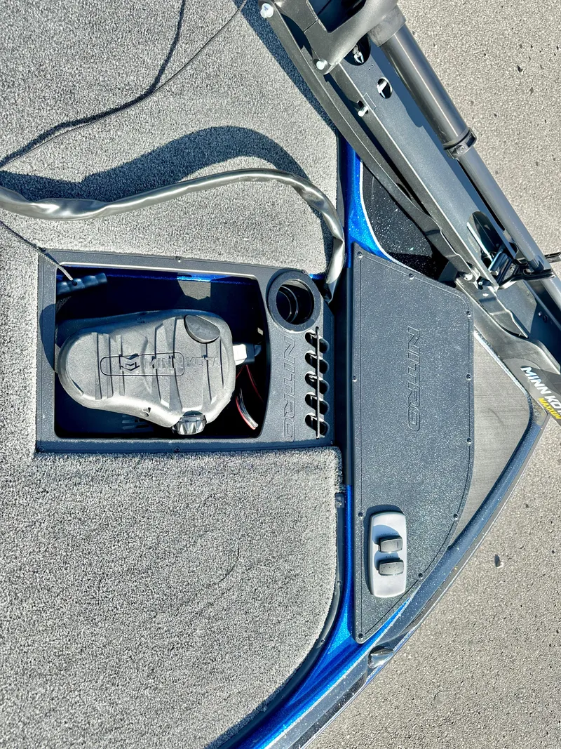 Slide: The Image of Nitro Z19 2025 boat deck with pedal and storage compartment. - 22