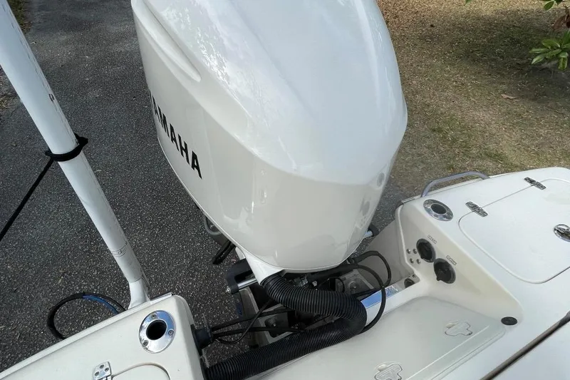 Slide: The Image of 2015 Scout 251 XS boat with Yamaha outboard motor, viewed from above. - 23
