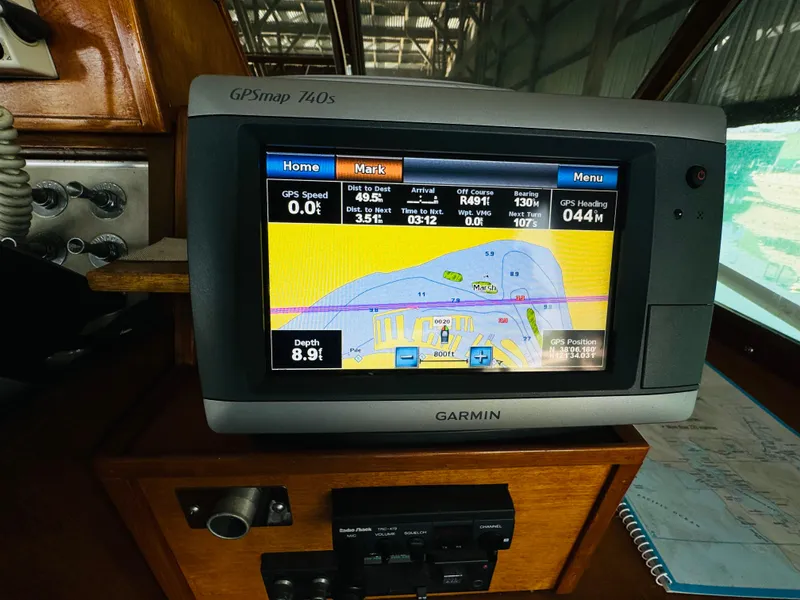 Slide: The Image of Garmin GPSmap 740s on 1965 Chris-Craft 38 Constellation boat dashboard. - 28