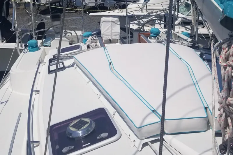 Slide: The Image of 2005 Shannon Shoalsailer deck with navigation equipment and seating area. - 11