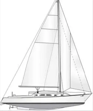 Slide: The Image of 2005 Shannon Shoalsailer sailboat illustration, showcasing sleek design and sail configuration. - 31
