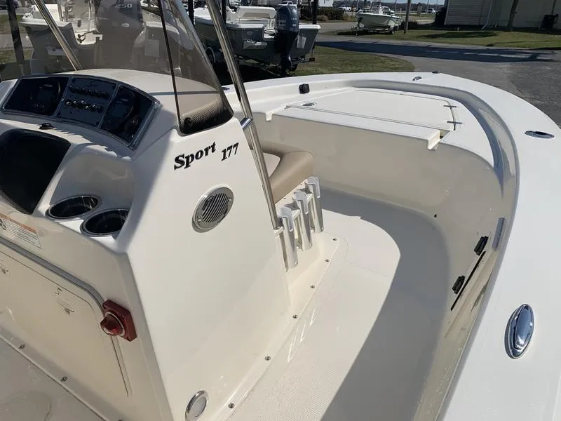 Slide: The Image of 2025 Scout 177 Sport boat interior, featuring sleek design and modern amenities. - 20