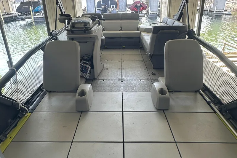 Slide: The Image of 2022 Sea-Doo Switch Cruise 18 interior with spacious seating and modern design. - 4