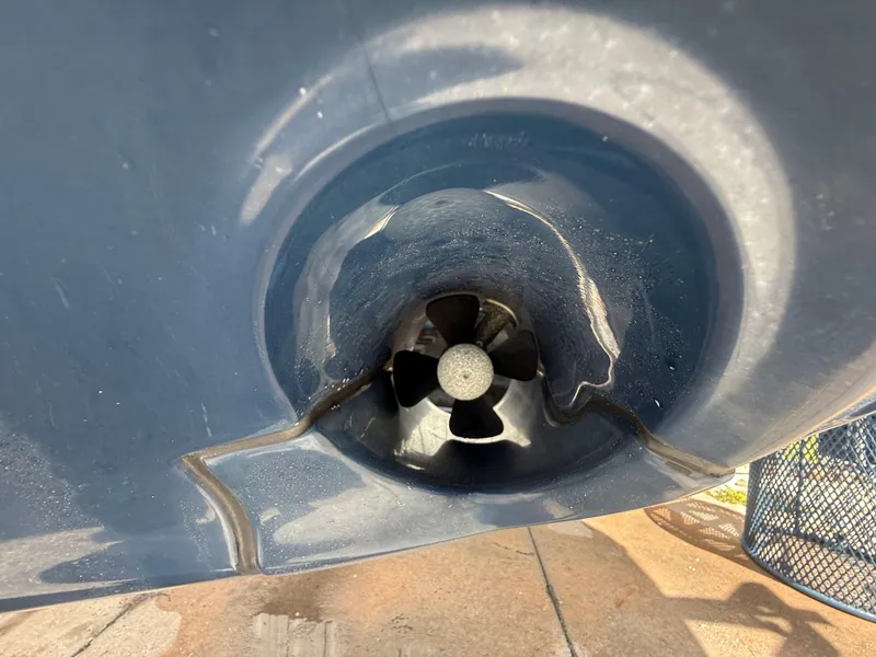 Slide: The Image of Close-up of Jeanneau Leader 9.0 WA 2020 boat's propeller tunnel. - 25