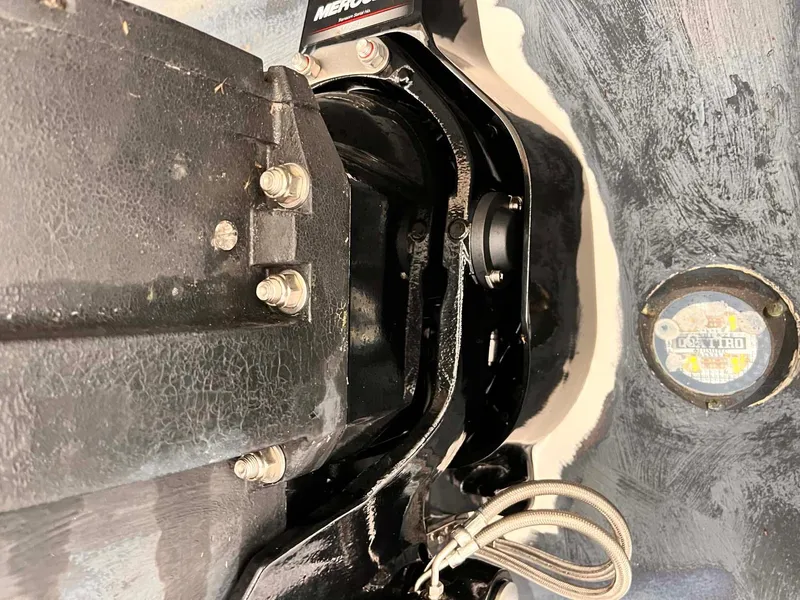 Slide: The Image of Close-up of a 2014 Regal 35 Sport Coupe boat engine component. - 17