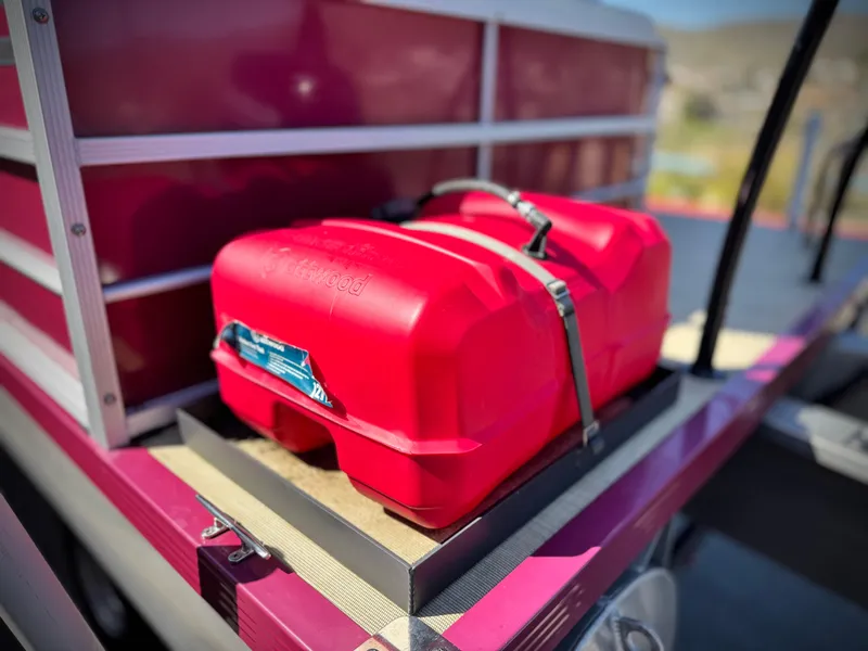 Slide: The Image of Red fuel tank on 2023 Lexington 321 CRUISE boat deck. - 9