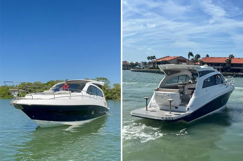 Slide: The Image of 2024 Hanover 375 yacht cruising on clear waters under a bright blue sky. - 2