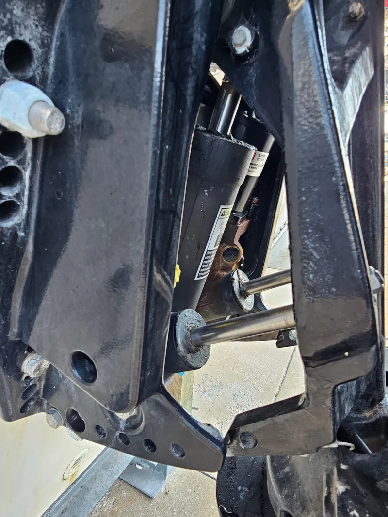 Slide: The Image of Close-up of a 2012 Boston Whaler 210 Montauk boat engine component. - 13