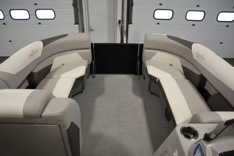 Slide: The Image of Interior of 2021 SunChaser 23 SBX Eclipse Tri-Toon with plush seating and modern design. - 11