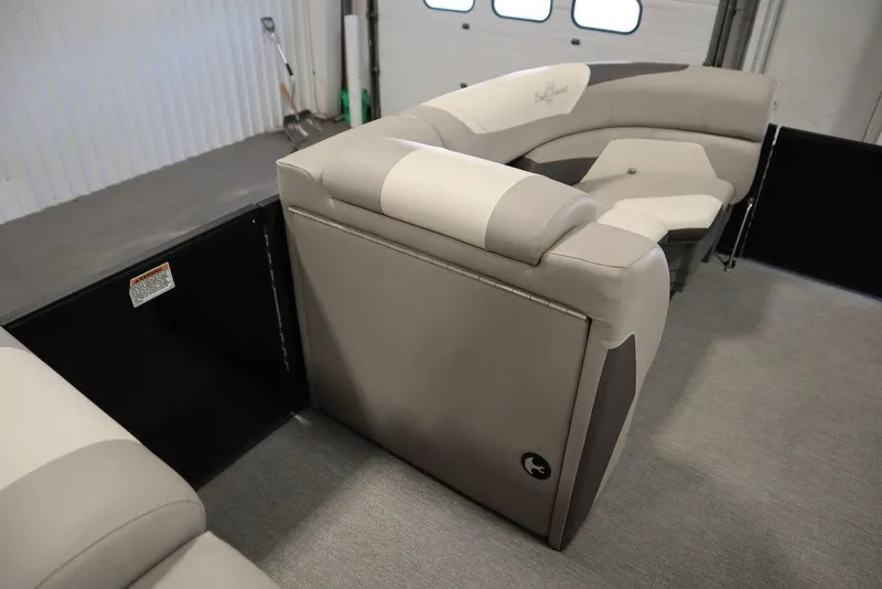 Slide: The Image of Luxurious seating on 2021 SunChaser 23 SBX Eclipse Tri-Toon boat, featuring elegant upholstery. - 16