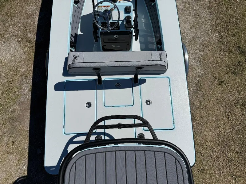 Slide: The Image of 2025 Maverick HPX 17 HPX-S boat interior with steering wheel and seating, top view. - 3