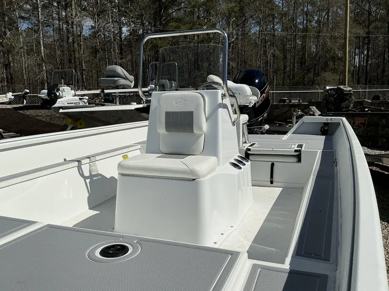 Slide: The Image of 2025 G3 Bay 20 boat with center console, white seating, and modern design. - 7