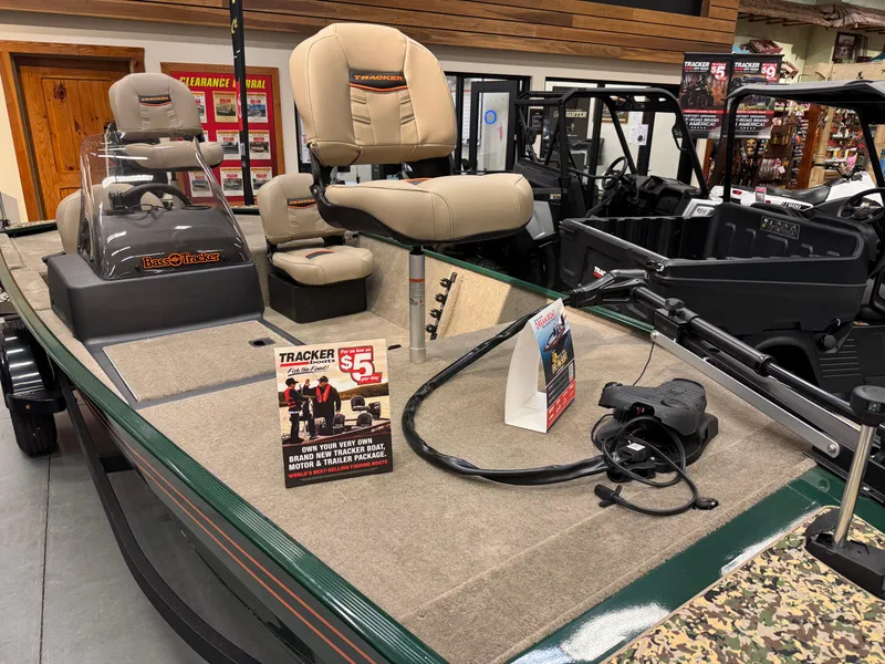 Slide: The Image of 2025 Tracker Bass Tracker Classic Limited boat on display in showroom. - 6