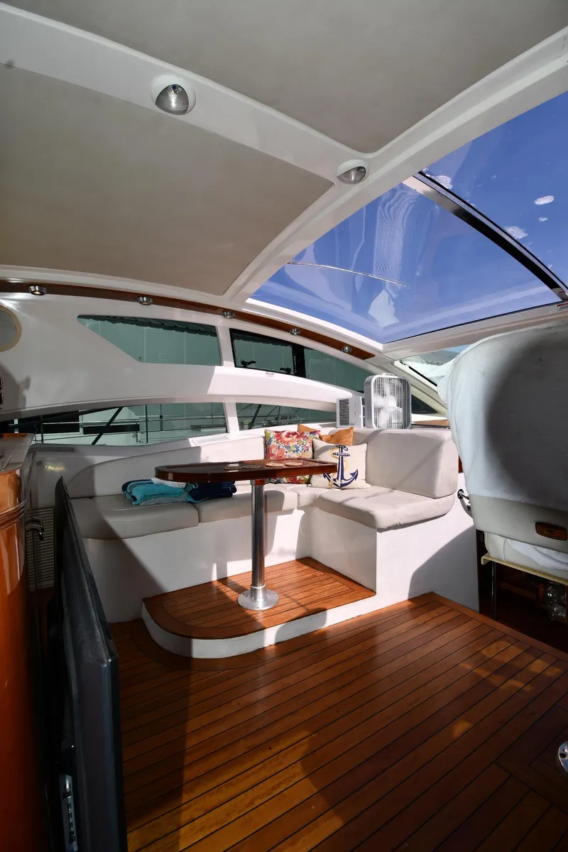 Slide: The Image of Luxurious interior of 2008 Savannah 54 EXPRESS yacht with wooden flooring and skylight. - 21