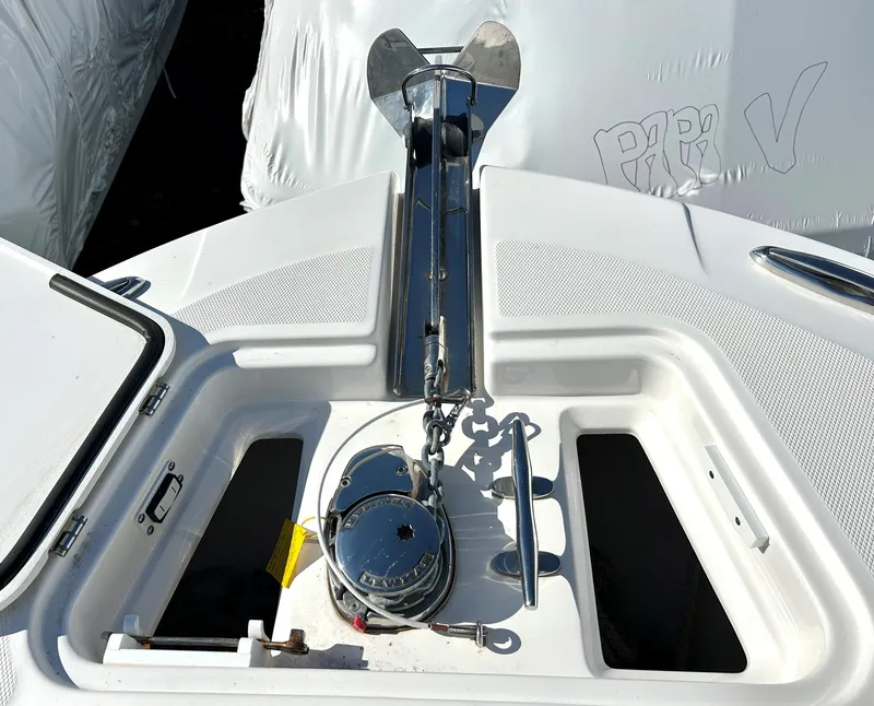 Slide: The Image of 2020 Edgewater 348 CX boat anchor system with winch and chain. - 7