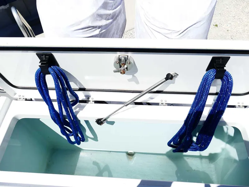 Slide: The Image of 2021 Sea Hunt Gamefish 27 Coffin Box with blue ropes inside. - 42