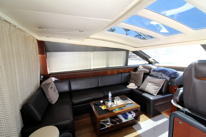 Slide: The Image of Luxurious interior of 2013 Princess V62 yacht with leather seating and skylights. - 31
