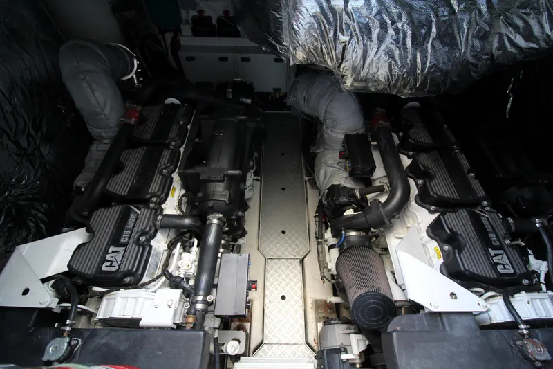 Slide: The Image of Engine room of 2013 Princess V62 yacht with dual CAT engines. - 44