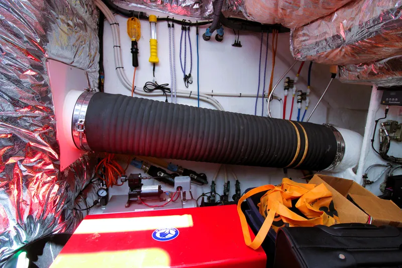 Slide: The Image of Engine room of 2013 Princess V62 yacht with equipment and insulation. - 46