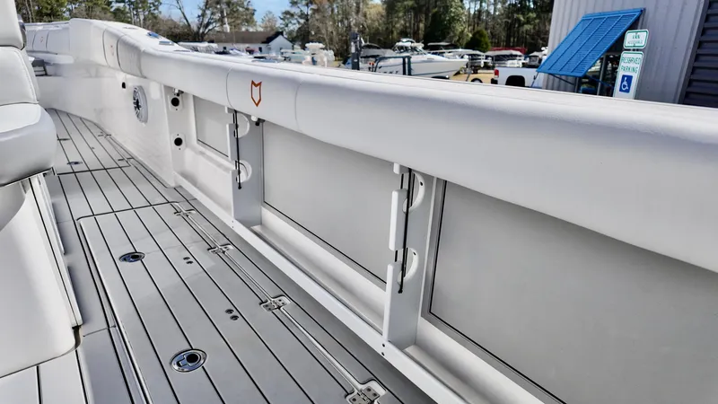 Slide: The Image of 2025 Sea Fox 368 Commander boat deck with sleek design and modern features. - 41