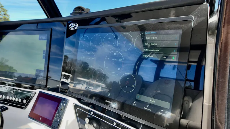 Slide: The Image of Dashboard of 2025 Sea Fox 368 Commander with digital displays and controls. - 9