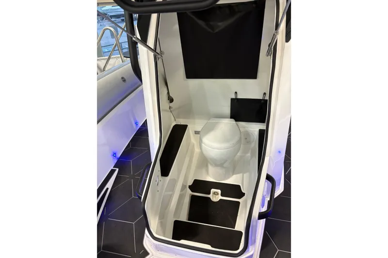 Slide: The Image of 2026 Highfield ADV7 boat interior with modern toilet and sleek design. - 26