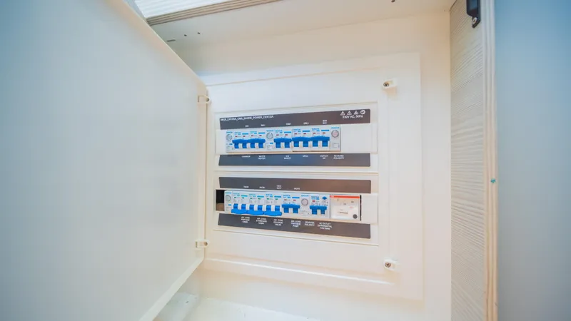 Slide: The Image of Electrical panel with circuit breakers in a YOT 36, 2025 model. - 37