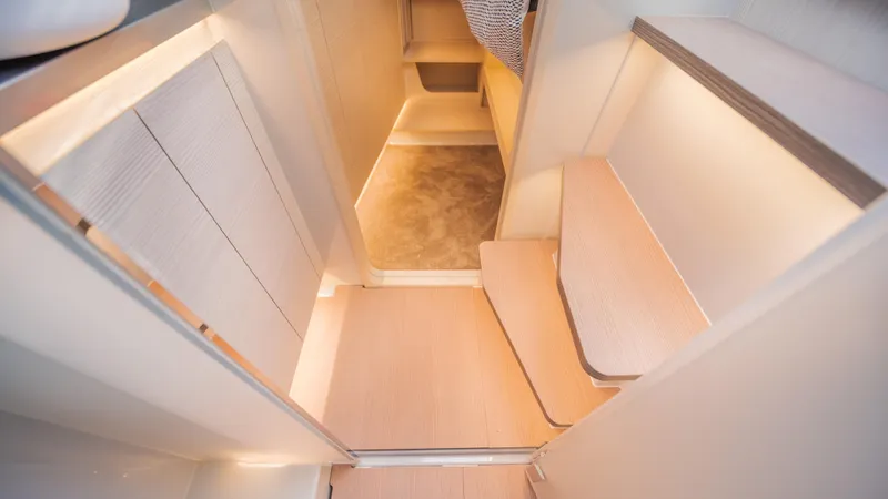 Slide: The Image of Modern interior of 2025 YOT 36 yacht with sleek design and ambient lighting. - 40
