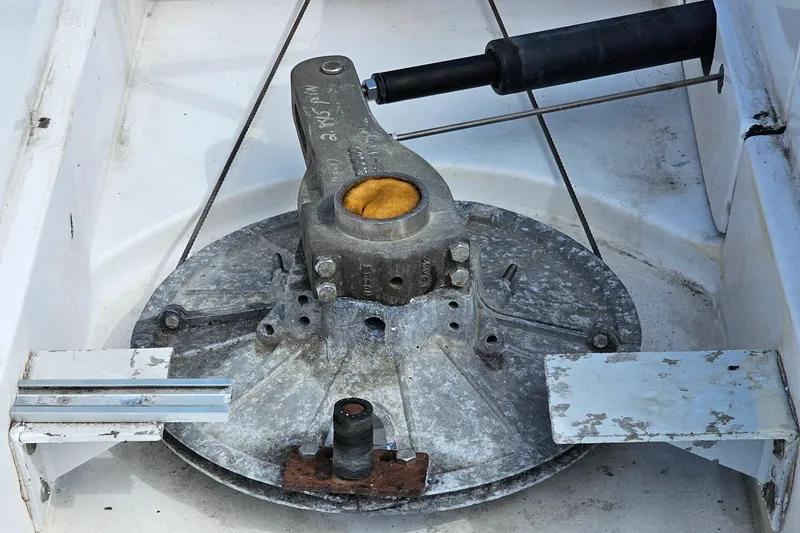 Slide: The Image of Rudder mechanism of a 1988 Hunter Legend 35 sailboat. - 14